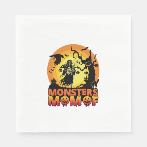 Monsters Mom Halloween Monster Ghost Skeleton Spoo Napkins