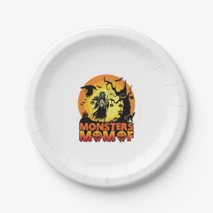Monsters Mom Halloween Monster Ghost Skeleton Spoo Paper Plates