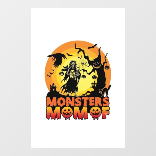 Monsters Mom Halloween Monster Ghost Skeleton Spoo Window Cling
