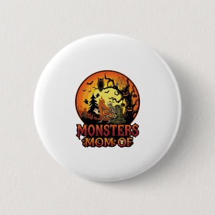 Monsters Mom Halloween Skeleton Pumpkin Owl Spooky Button