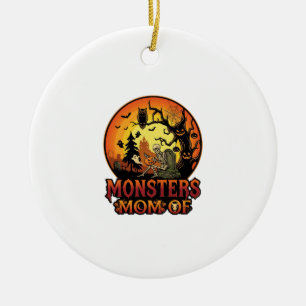 Monsters Mom Halloween Skeleton Pumpkin Owl Spooky Ceramic Ornament