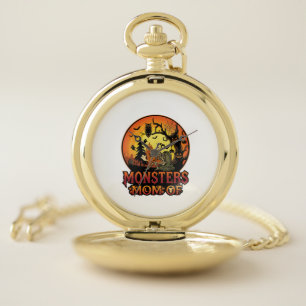 Monsters Mom Halloween Skeleton Pumpkin Owl Spooky Pocket Watch
