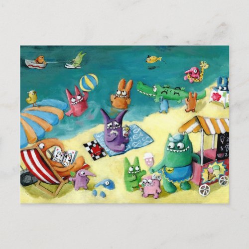 Monsters on the Beach Postcard