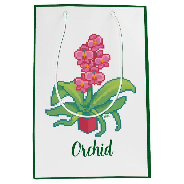 Monsters, Orchid Pixelart, Pixel Art  Medium Gift Bag (Front)