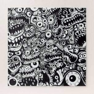 monsters pattern ugly abstract spooky scary creepy jigsaw puzzle