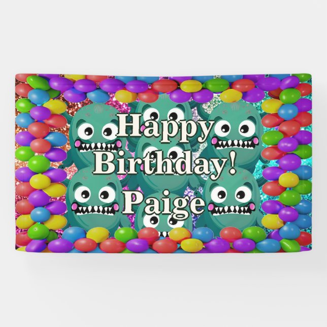 Monsters Personalized character birthday banner (Horizontal)