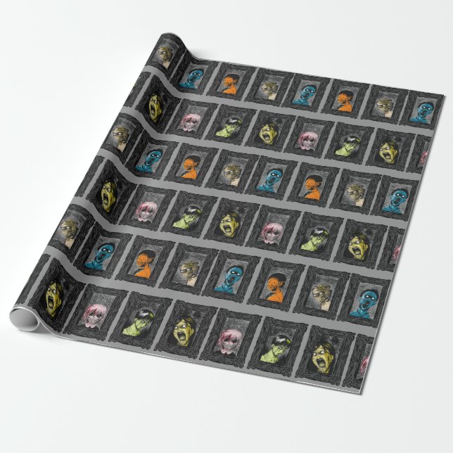 Monsters Portraits Creepy Illustrations Zombies Wrapping Paper (Unrolled)