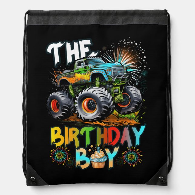 Monsters Truck Jam Family Matching The Birthday Bo Drawstring Bag (Front)