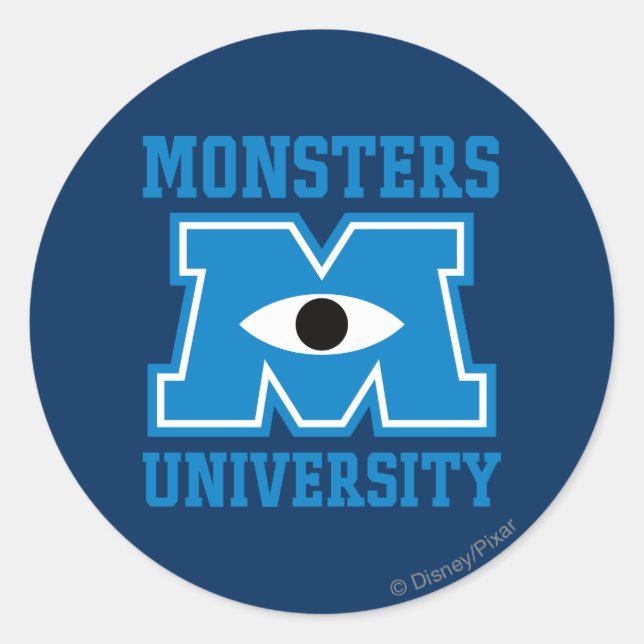 Monsters University Blue Logo Classic Round Sticker (Front)