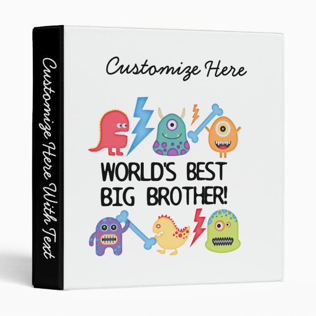 Monsters World Best Big Brother 3 Ring Binder (Front/Spine)