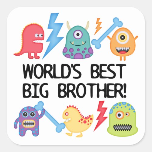 Monsters World Best Big Brother Square Sticker