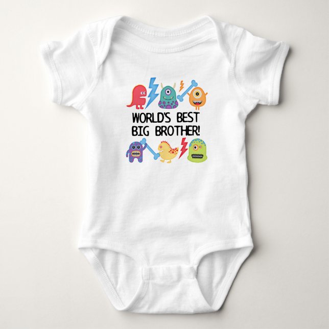 Monsters World's Best Big Brother Baby Bodysuit (Front)