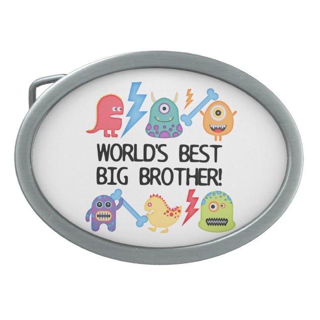 Monsters World's Best Big Brother Belt Buckle (Front)