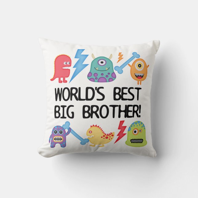 Monsters World's Best Big Brother Throw Pillow (Front)