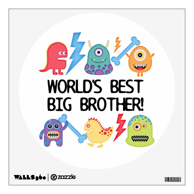 Monsters World's Best Big Brother Wall Sticker (Front)