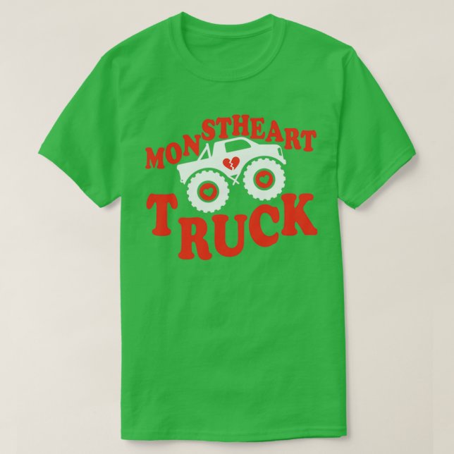 Monstheart Truck Funny Valentinex27s Day For Kids T-Shirt (Design Front)