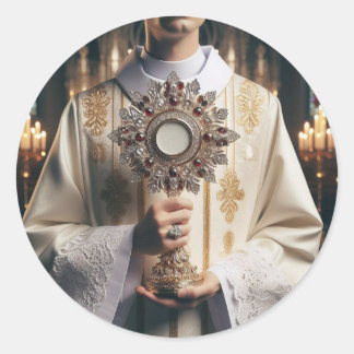 Monstrance with the hands of a Father Classic Round Sticker