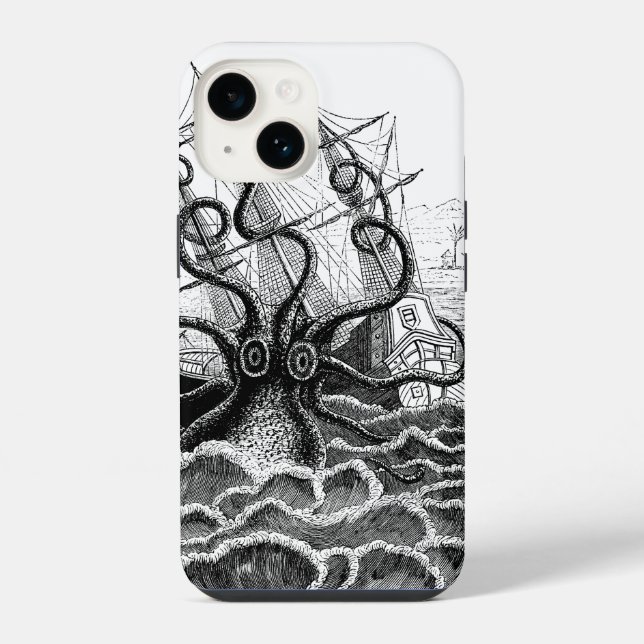 Monstrous Octopus Attacks a Ship Iphone Case (Back)