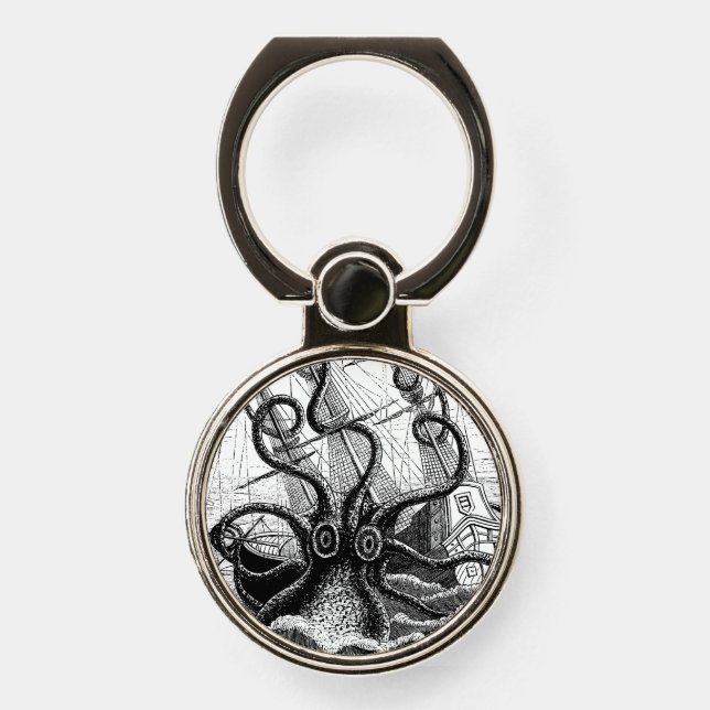 Monstrous Octopus Attacks a Ship Phone Ring Stand (Front)
