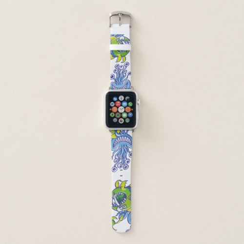 Monstrous octopus catching an ugly deep sea fish apple watch band