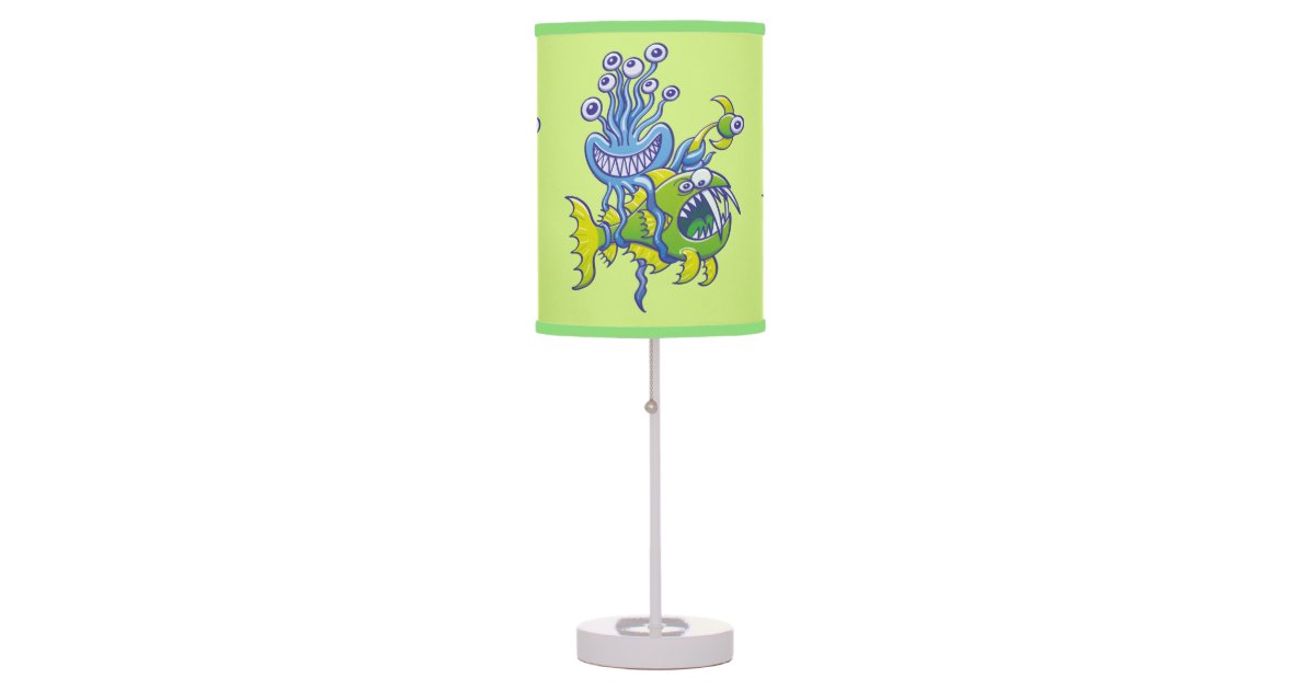 Monstrous Octopus Catching An Ugly Deep Sea Fish Table Lamp Zazzle Com