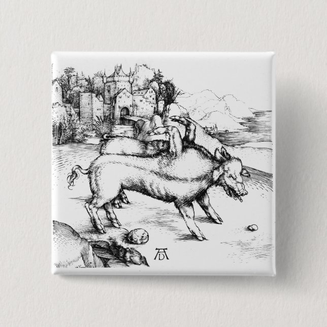 Monstrous Pig Pinback Button (Front)