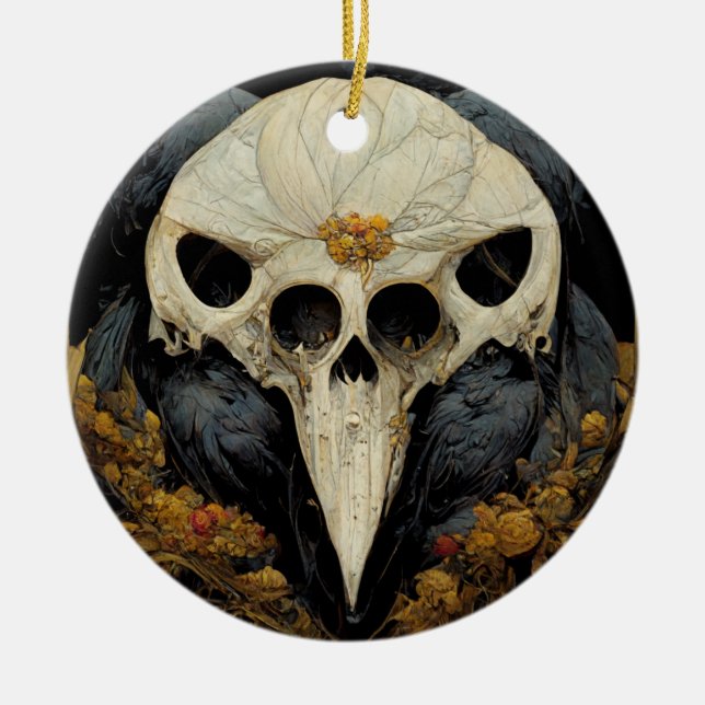 Monstrous Raven Horror Goth Gothic Ceramic Ornament (Front)