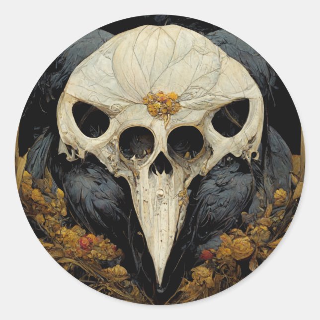 Monstrous Raven Horror Goth Gothic Classic Round Sticker (Front)