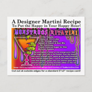 Monstrous Rita Halloween Martini Recipe Postcard