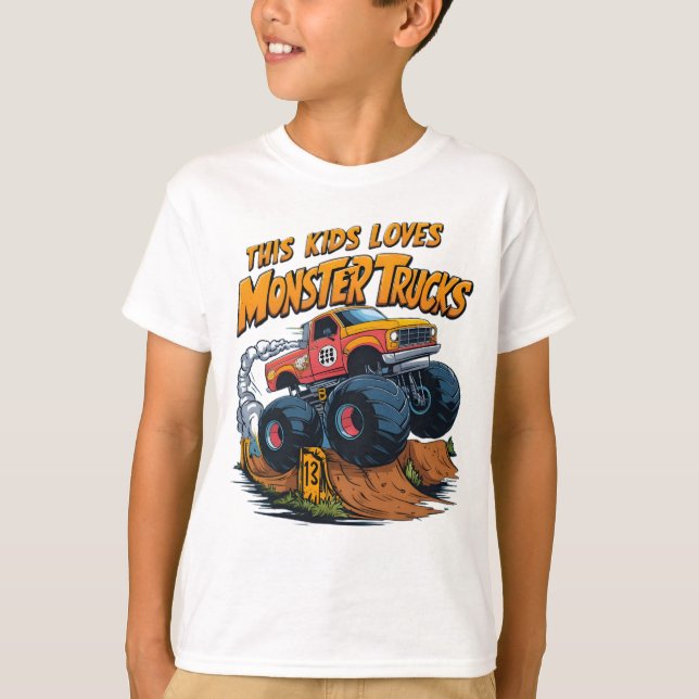 Monstrous Truck Conquers Dirt Pile T-Shirt (Front)