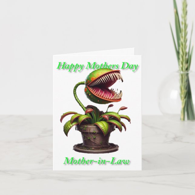 Monstrous Venus Flytrap Mothers Day  Letterpress Thank You Card (Front)