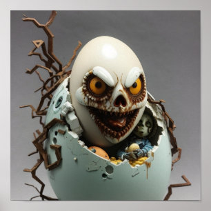 Monstrous Zombie in a Egg Poster