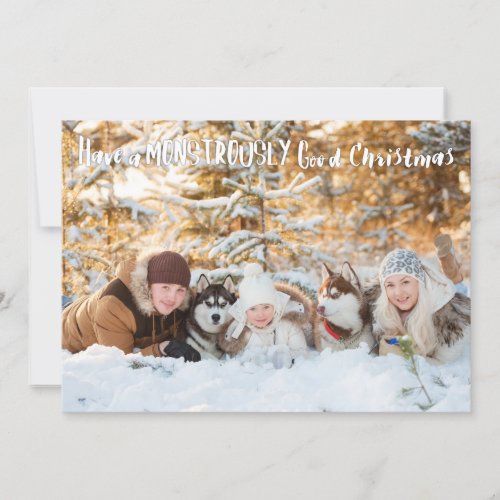 Monstrously Good Christmas Yeti Photo Holiday Card
