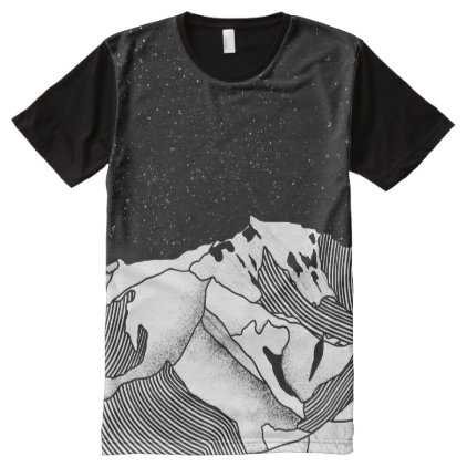 Mont Blanc black and white mountain All-Over-Print T-Shirt