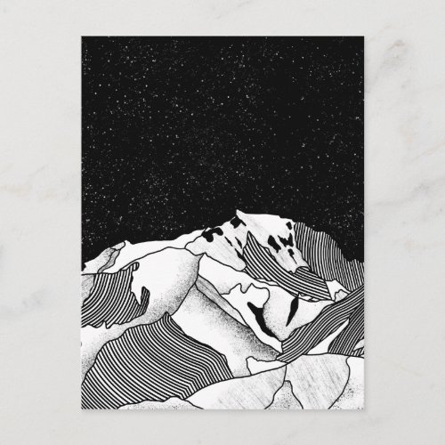 Mont Blanc black and white mountain Postcard