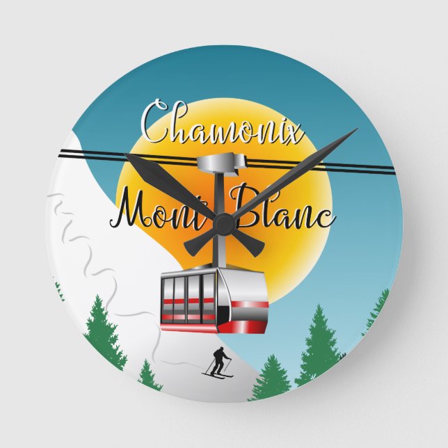 Mont Blanc Chamonix cable car Round Clock (Front)