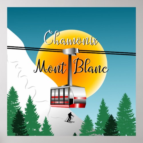 Mont Blanc Chamonix vintage travel poster