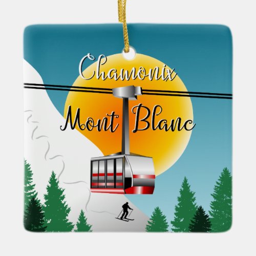 Mont Blanc Chamonix vintage travel poster Ceramic Ornament