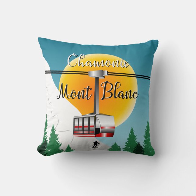 Mont Blanc Chamonix vintage travel poster Throw Pillow (Front)