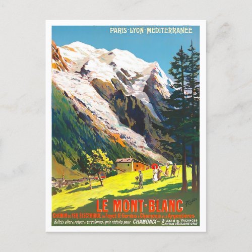 Mont Blanc France vintage travel  Postcard