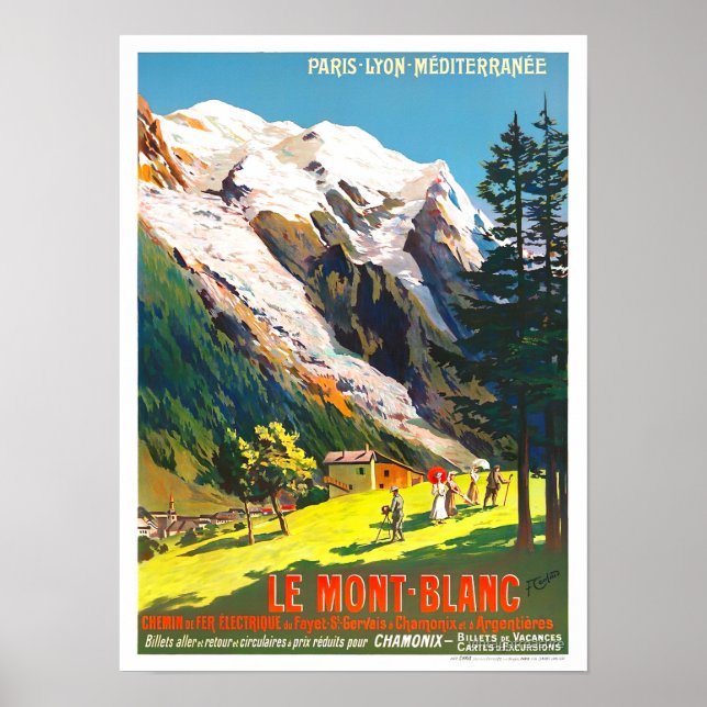 Mont Blanc France vintage travel Poster (Front)