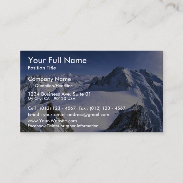 Mont Blanc, France Winter Business Card (Front)