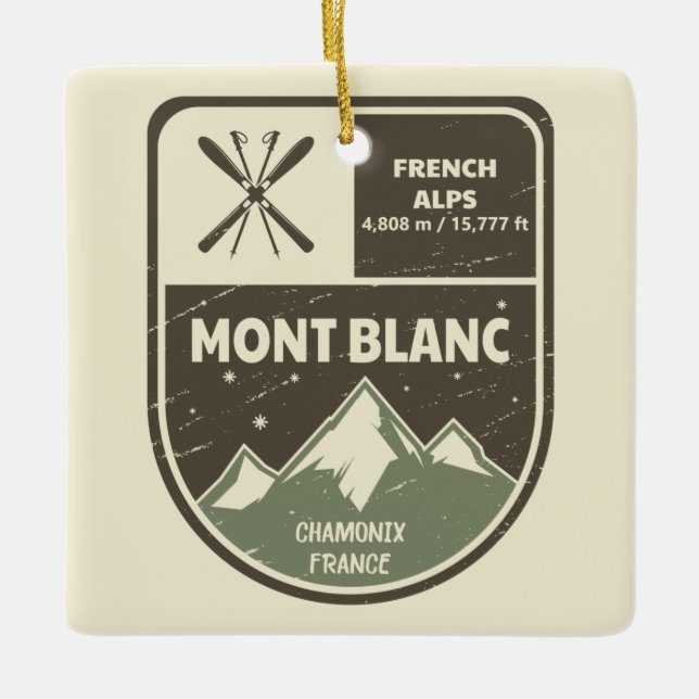 Mont Blanc French Alps Chamonix France  Ceramic Ornament (Front)