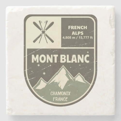Mont Blanc French Alps Chamonix France  Stone Coaster