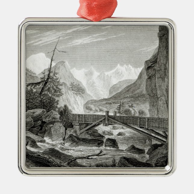 Mont Blanc from the Baths of St. Didier Metal Ornament (Front)