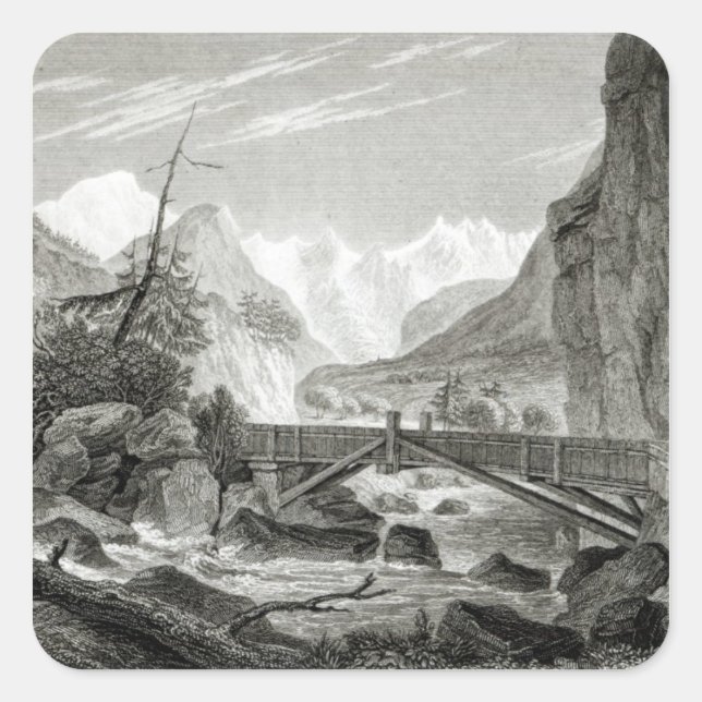 Mont Blanc from the Baths of St. Didier Square Sticker (Front)