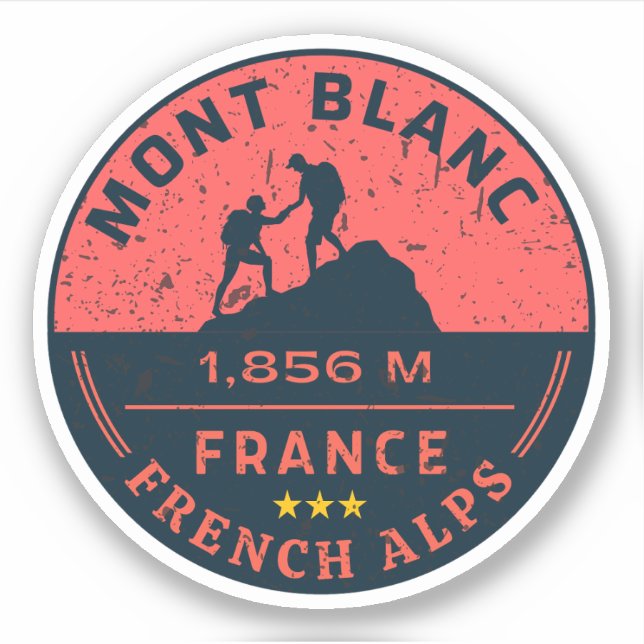 Mont Blanc hiking french adventure- Monte Bianco Sticker (Front)