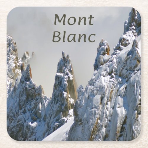Mont Blanc Monte Bianco White Mountain Alps Europe Square Paper Coaster