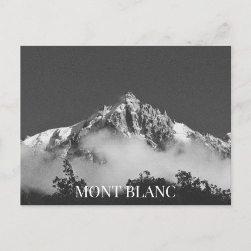 Mont Blanc Mountain Chamonix France BW Postcard