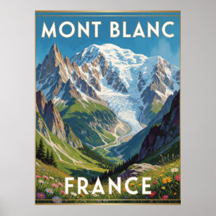 Mont Blanc Snowy Peaks France Mountain View Poster
